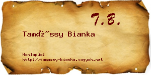 Tamássy Bianka névjegykártya